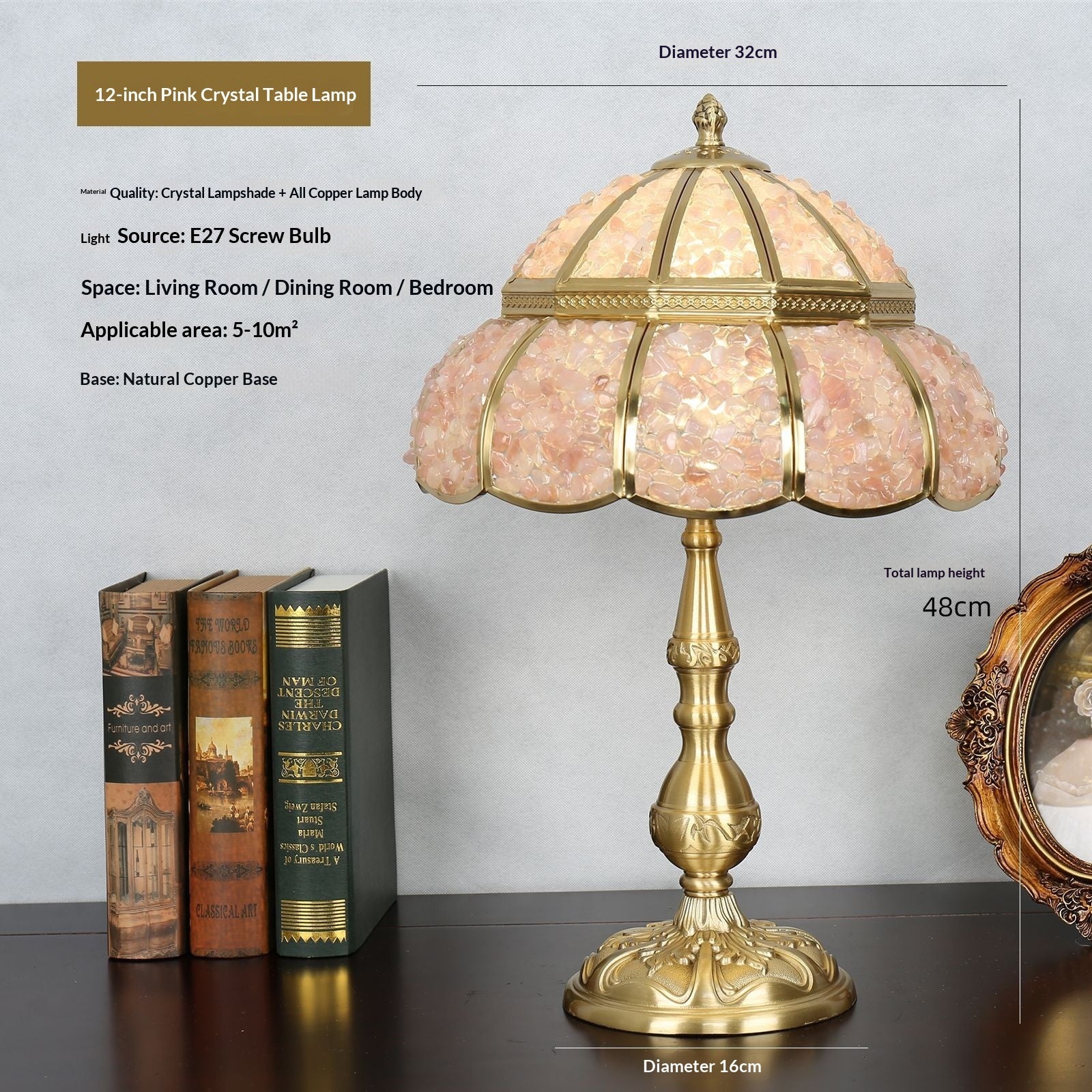 Natural Agate And Pure Copper Home Decor Table Lamp