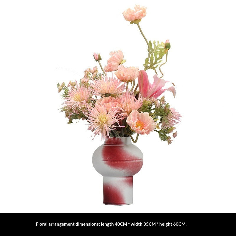 Restaurant-Style Artificial Greenery Mid-Century Floral Table Decor Vase For Dining Tables