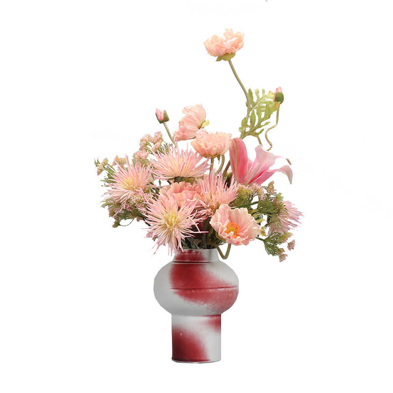 Restaurant-Style Artificial Greenery Mid-Century Floral Table Decor Vase For Dining Tables