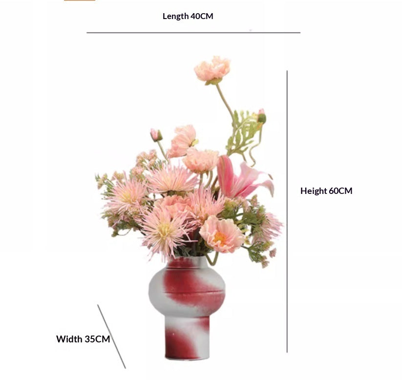 Restaurant-Style Artificial Greenery Mid-Century Floral Table Decor Vase For Dining Tables