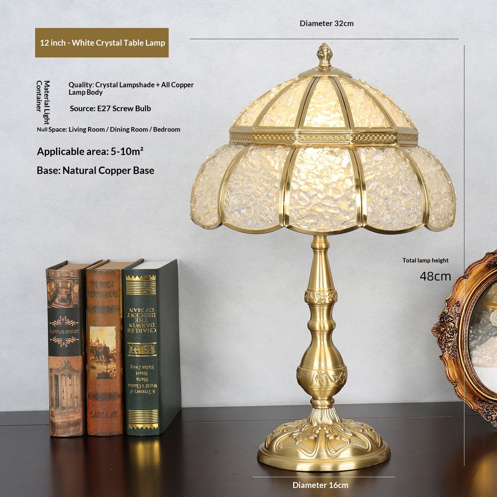 Natural Agate And Pure Copper Home Decor Table Lamp