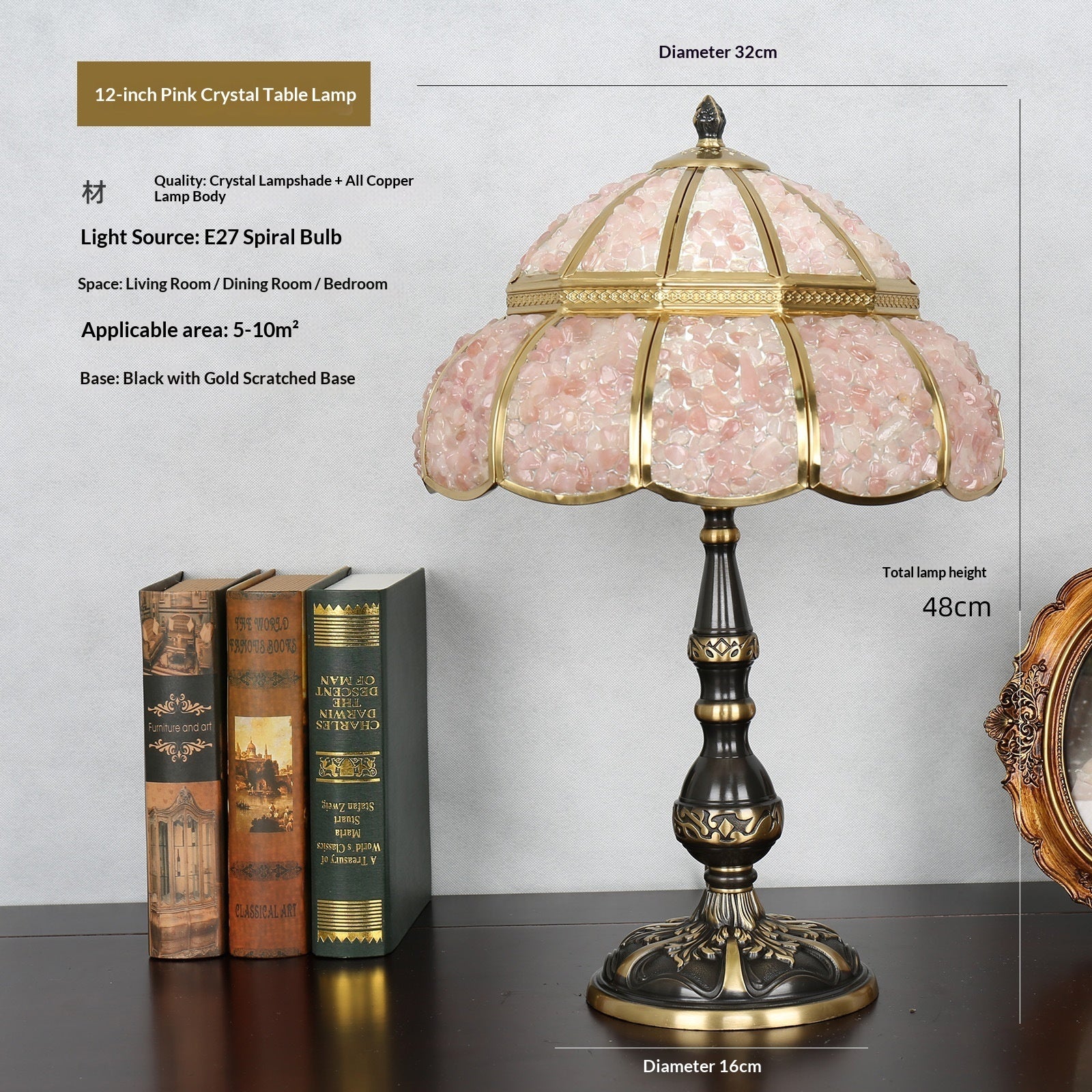 Natural Agate And Pure Copper Home Decor Table Lamp