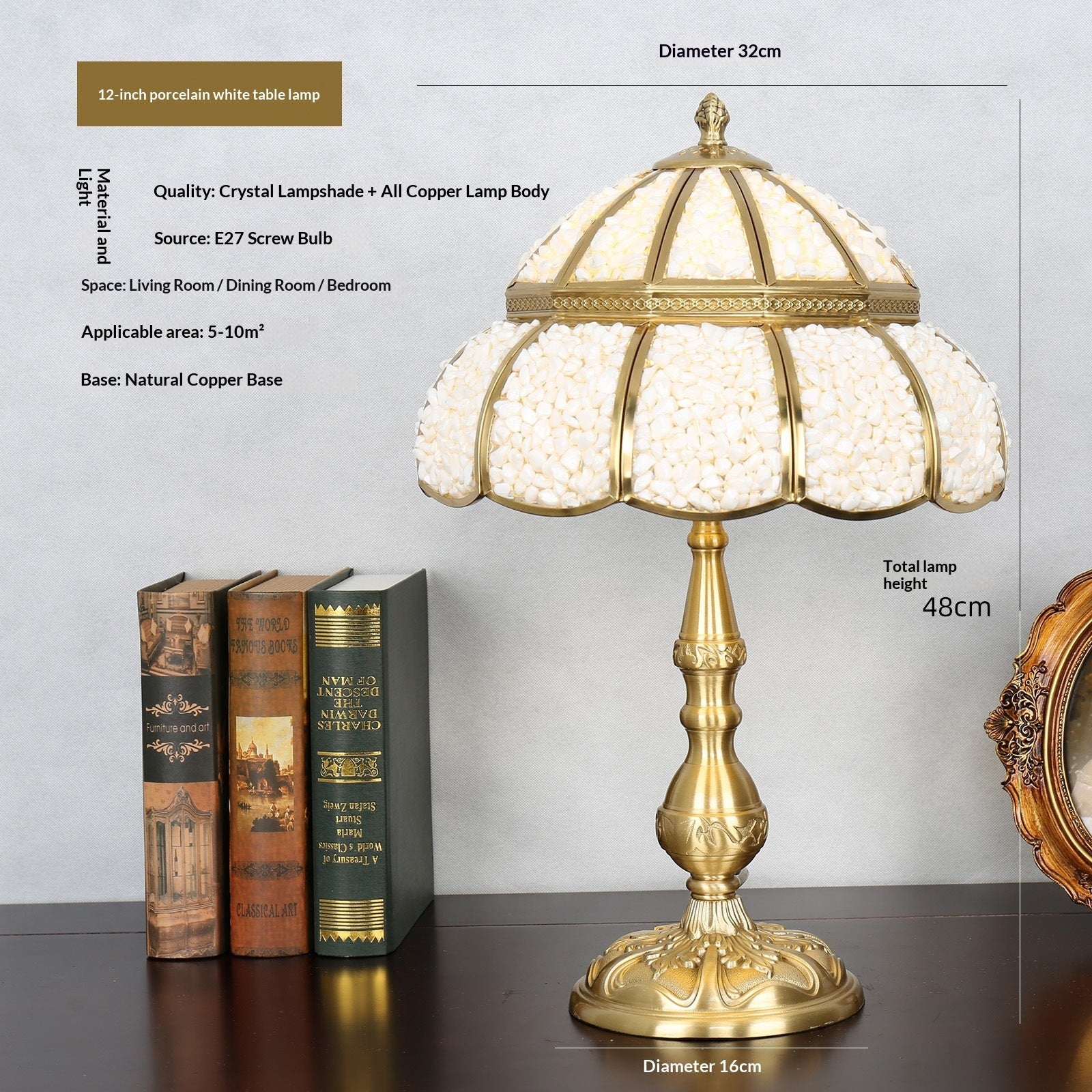 Natural Agate And Pure Copper Home Decor Table Lamp