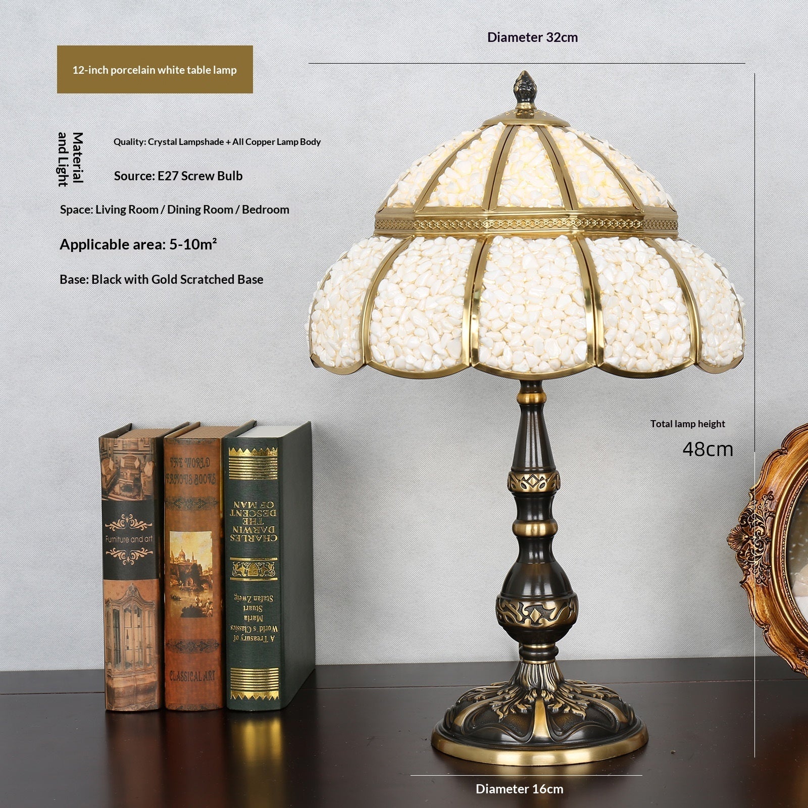 Natural Agate And Pure Copper Home Decor Table Lamp