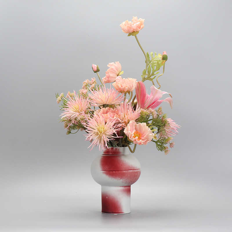 Restaurant-Style Artificial Greenery Mid-Century Floral Table Decor Vase For Dining Tables